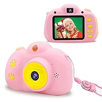 Kids Digital Camera, Children's Video Camera Recorder Shockproof, Best Birthday Gifts for 3-8 Year Olds Girls Boys (32GB),Pink