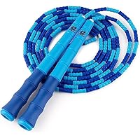 Buddy Lee Beaded Speed Jump Rope – Bamboo Shaped Handles | Soft TPU Beads, High Density Nylon Rope | Perfect For Schools, Gym & Outdoor Jumping | Great for Rope Releases | Kids & Adults