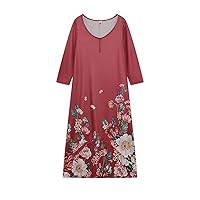 Women Summer Dresses Casual Boho Floral Printed Beach Long Maxi Dress with Pockets