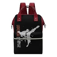 Taekwondo Durable Travel Laptop Hiking Backpack Waterproof Fashion Print Bag for Work Park Red-Style