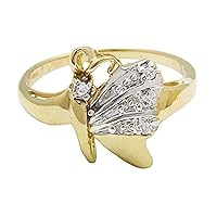 Genuine Diamonds Butterfly 10k Yellow Solid Gold Ring