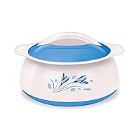 Milton Delish Insulated Thermo Hot Or Cold Casserole Serving Bowl With Stainless Steel Inner And Locking Lid, 2.5 L, White With Blue (DELISH KS-1189)