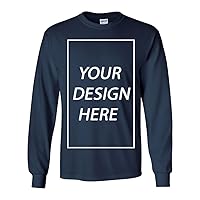 Long Sleeve Adult T-Shirt Add Your Own Text Design Custom Personalized