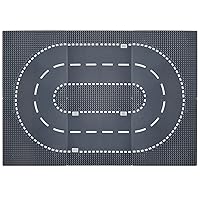 Classic City Street Baseplates 10” x 10” Building Brick Block Highway Race Track Base Plate Toy Kit, Compatible with Lego, 2 Straight + 4 Curved Road Baseplates