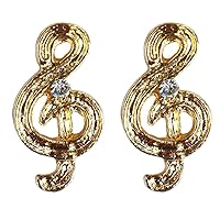 Joe Cool - Treble Clef Stud Earrings | Enamel Finish | Music Lovers Jewellery | Officially Licensed, Gold, Enamel