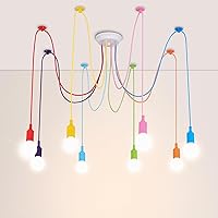Colorful Spider Chandelier, Kids Ceiling Light Fixtures Adjustable DIY Ceiling Hanging Pendant Light for Children's Playroom Classroom Living Room Bedroom,8 Arms Each with 60in Wire
