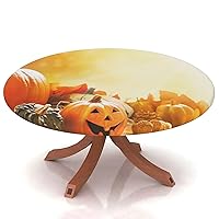 Halloween Round Fitted Tablecloth Elastic Edge,for 69