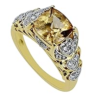 Imperial Hessonite Cushion Shape 2.15 Carat Natural Earth Mined Gemstone 14K Yellow Gold Ring Unique Jewelry for Women & Men