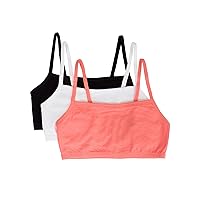 Fruit of the Loom Women's Spaghetti Strap Cotton Pull Over 3 Pack Sports Bra in Fashion Colors