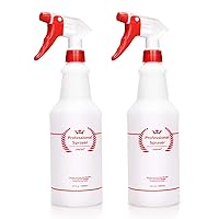 Plastic Spray Bottle 2 Pack, 32 Oz, All-Purpose Heavy Duty Spraying Bottles Sprayer Leak Proof Mist Empty Water Bottle for Cleaning Solution Planting Pet with Adjustable Nozzle - Red