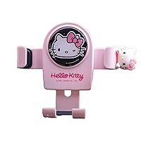Kawaii Kitty Pink Air Vent Car Mount, Hands Free Cell Phone Holder for Car, Cute Kitty car Accessories, Clamp Cradle, Compatible with All iPhone Android Smartphone