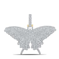 The Diamond Deal 14kt Yellow Gold Mens Round Diamond Butterfly Moth Charm Pendant 2-3/4 Cttw