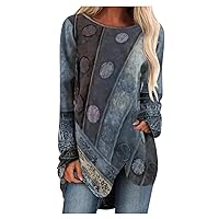 Blouses for Women Dressy Fashion Long Sleeve Loose Western Shirts Vintage Pullover Tunic Tops to Wear with Leggings