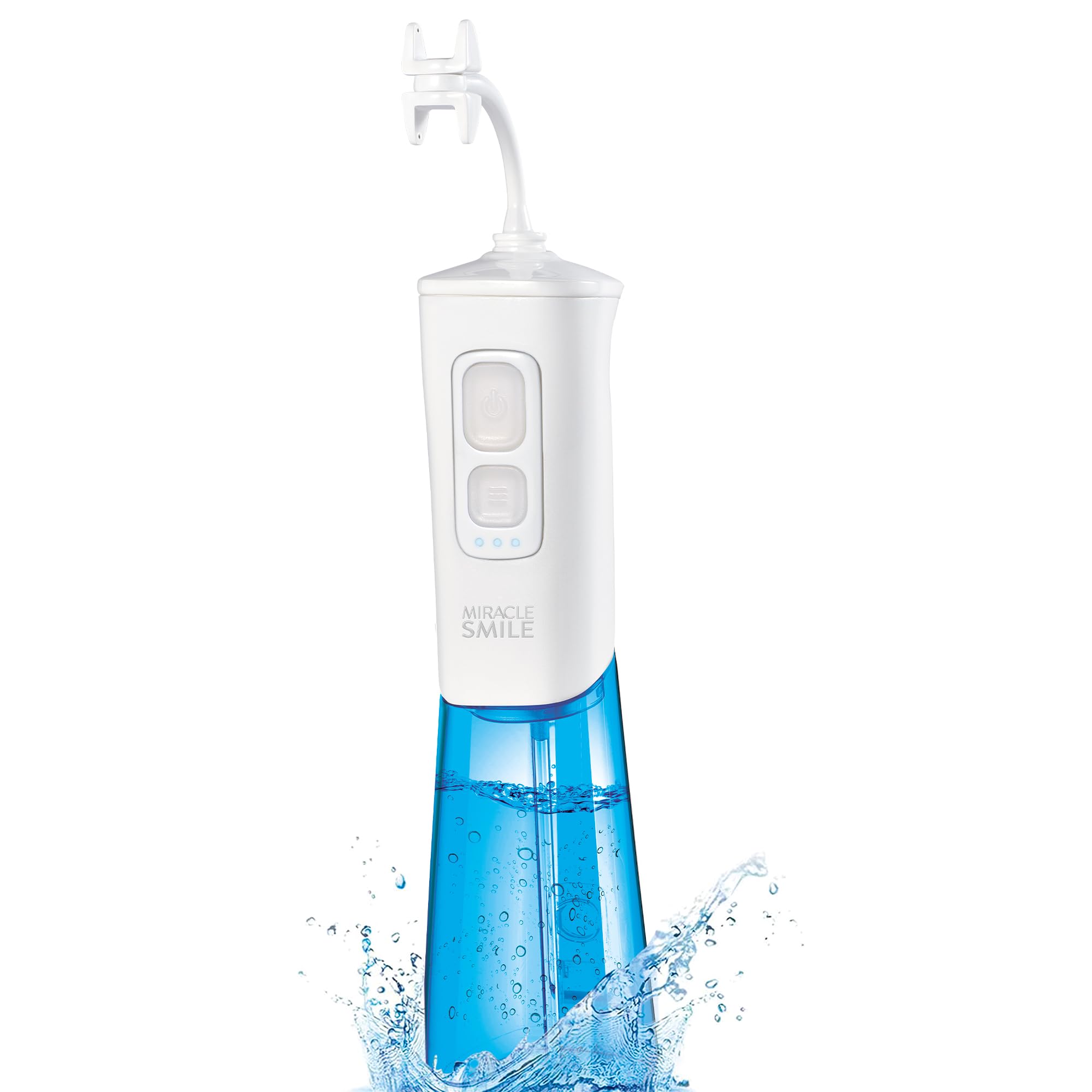 Ontel Miracle Smile Water Flosser for Teeth & Gum Health, Unique H-Shaped Flossing Head & 4 Water Jets, Cordless Water Pick Features 360° Cleaning & 3 Pressure Modes, USB Rechargeable Dental Floss