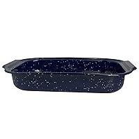 IMUSA USA Traditional Blue Speckled Roaster/Baking Pan 16
