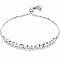 Amazon Essentials 14K Gold or Sterling Silver Plated Adjustable Cubic Zirconia Tennis Bracelet 9.5