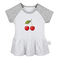 Fruit Cherry Pattern Cute Dresses, Newborn Infant Baby Girls Princess Dress, Kids Novelty Ruffles Cotton Clothes
