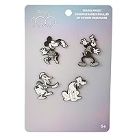 Loungefly Disney 100: Black and White Vault, Mickey and Friends 4-Piece Pin Set, Amazon Exclusive