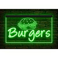 110245 Burgers Hamburger Shop Cafe Open illuminated Display LED Night Light Neon Sign (16