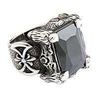 Sterling Silver Black Dragon Claw Biker Ring