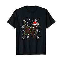 Havana Brown Cat Christmas Lights Christmas Cat Santa Hat T-Shirt