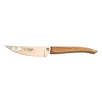 Laguiole en Aubrac Cuisine Gourmet Fully Forged Stainless Steel Made In France Utility/Paring Knife With Olivewood Handle, 4-in / 10cm