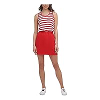Tommy Hilfiger Sport Womens Striped Colorblock T-Shirt Dress Red M