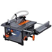 Dust Free Table Saw 8-1/2 Inch, 15Amp Portable Benchtop Jobsite Table Saw, 5000RPM Table Saw for Jobsite, with Stand, Push Stick, Fench for Woodworking, 90°Cross Cut & 0-45°Bevel Cut