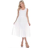 white mark Women's Scoop Neck Tiered Midi Dress