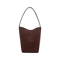 Women's Suede Genuine Leather Bucket Tote Shoulder Bag Casual Handbags Hobo Top Handle Bag Purse for Shopping