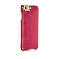 iPhone 7 Case - Pipetto Magnetic Snap Case Ultra Thin Premium Leather Cover - Lightweight Slim Hard Shell (Compatible with iPhone 6/6S/7/8) - Cerise Lizard