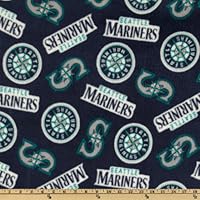 MLB Fleece Seattle Mariners Toss Teal/Blue Fabric by The Yard