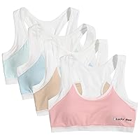 Cotton Training Bras for Girls 10-12 Sports Seamless Racerback Training Bralettes with Removable Padding - 4 Pack