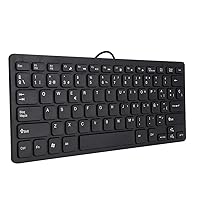 Bewinner Wired Mini Portable Spanish Keyboard, 78 Keys Simple Keyboard Layout Anti-ghosting Splash-Proof Keyboard for Office Games