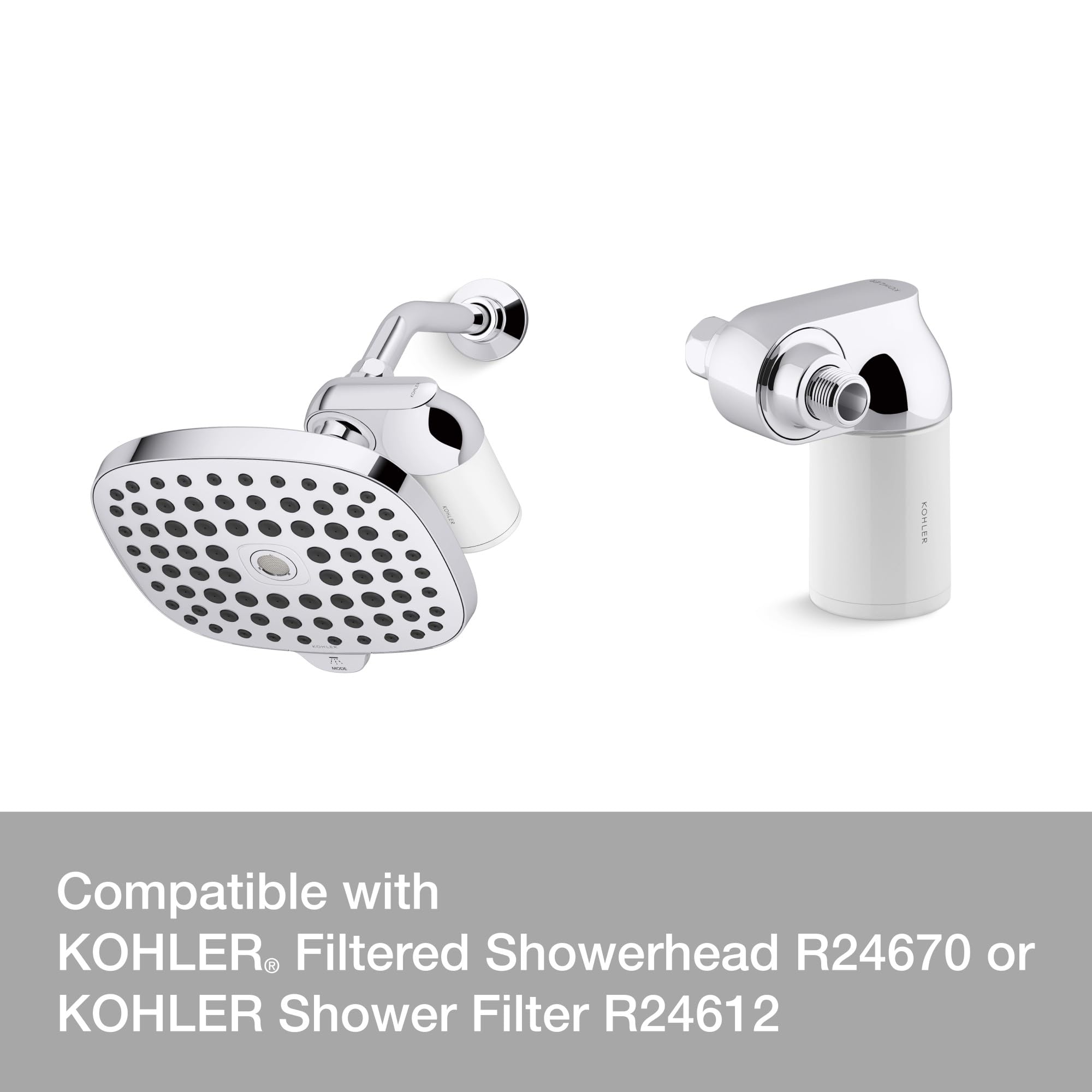 KOHLER Aquifer Shower Filter Replacement, Filtration System Reduces Chlorine, Odor, and Controls Scale, for Use with K-R24612 Aquifer Filtration System, R24162-NA
