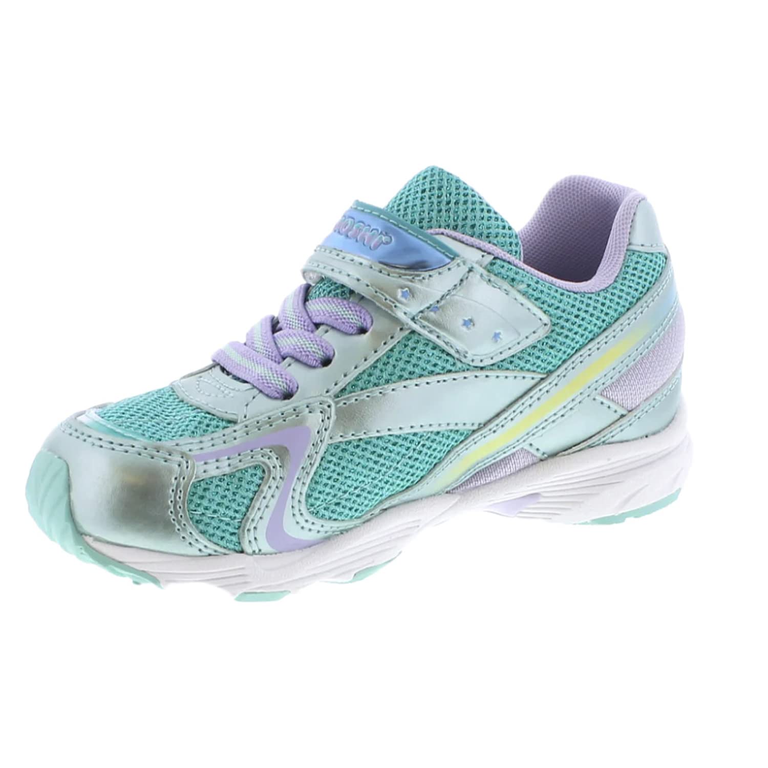 TSUKIHOSHI 3537 Glitz Strap-Closure Machine-Washable Child Sneaker Shoe with Wide Toe Box and Slip-Resistant, Non-Marking Outsole, Mint/Lavender - 9.5 Toddler (1-4 Years)