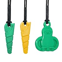 TalkTools Sensory Chew Necklace - Teething and Biting Chewelry, Helps Reduce Anxiety for Kids and Adults with ADHD and Autism. Chewing Pendant for Toddlers - 3 Pack