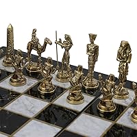 (Without Board) Historical Handmade Ancient Egypt Pharaoh Figures Metal Chess Pieces Medium Size King 3.5 inc (Only Pieces)
