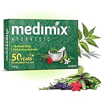 Medimix Herbal Handmade Ayurvedic18 Herb Soap for Healthy and Clear Skin, 125 Gram (Pack of 12)