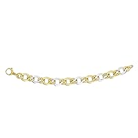 Finejewelers 14 Kt Two Tone Gold 7.5 Inch 12.5mm Alt. Largesmall 1 Large Twisted Oval Link Fancy Bracelet Large Lob