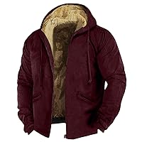 Men's Thick Sherpa Lined Zipper Fleece Hoodie Sweatshirt Winter Warm Jacket Coat Oversized Jackets For Men
