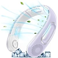 Portable Neck Fan,360°Cooling Airflow Bladeless Fan with 5200Mah USB Rechargeable Battery,Wearable Headphone Design Personal Fans,4 Speeds Adjustment for Indoor And Outdoor Use,White