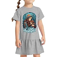 I Love Mommy Toddler Rib Dress - Winter Themed Girls' Dress - Art Toddler Dress