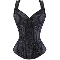 Women's Boned Lace up Corsets Push Up Shapewear Top Overbust Corset Bustier Tops