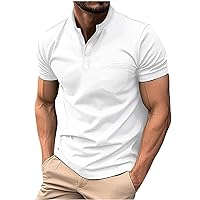 Men's Casual Henley Shirts Crew-Neck Short Sleeve T-Shirt for Men Workout Athletic Shirt Loose Fit Soft Tees