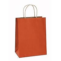 BagDream Gift Bags 8x4.25x10.5 IN 100Ct Kraft Paper Gift Bags with Handles Bulk, Halloween Party Favor Retail Shopping Craft Bags (Orange)