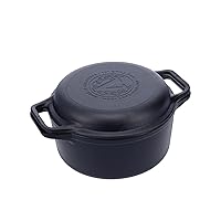 Victoria 6-Quart Cast Iron Combo Cooker, Combination Dutch Oven and Skillet, Made in Colombia, 2-Piece Set,BLACK