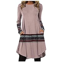 Women's Dresses Casual Fashion Spring and Fall Long Sleeve Round Neck Printed Dress