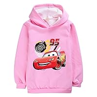 Kids Casual Fleece Lined Hoodie Winter Lightning McQueen Hooded Pullover Sweatshirts Daily Warm Sweater for Boys