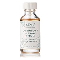 Sea El Castor Lash & Brow Serum Organic Castor Oil Rosemary Oil & Black Seed Oil Hair Conditioner - Eyelashes & Eyebrow Thickening & Growth Essentials for Women & Men - 1 fl oz Bottle